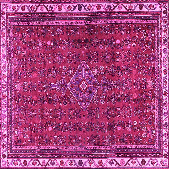 Square Machine Washable Persian Pink Traditional Rug, wshtr2620pnk