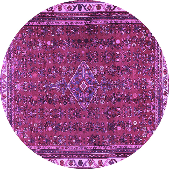 Round Machine Washable Persian Purple Traditional Area Rugs, wshtr2620pur