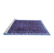 Sideview of Machine Washable Persian Blue Traditional Rug, wshtr2620blu