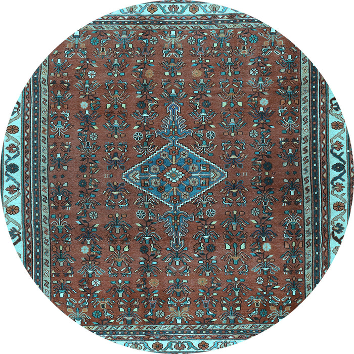Round Machine Washable Persian Light Blue Traditional Rug, wshtr2620lblu