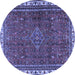 Round Machine Washable Persian Blue Traditional Rug, wshtr2620blu