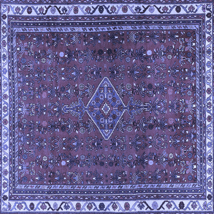 Square Machine Washable Persian Blue Traditional Rug, wshtr2620blu