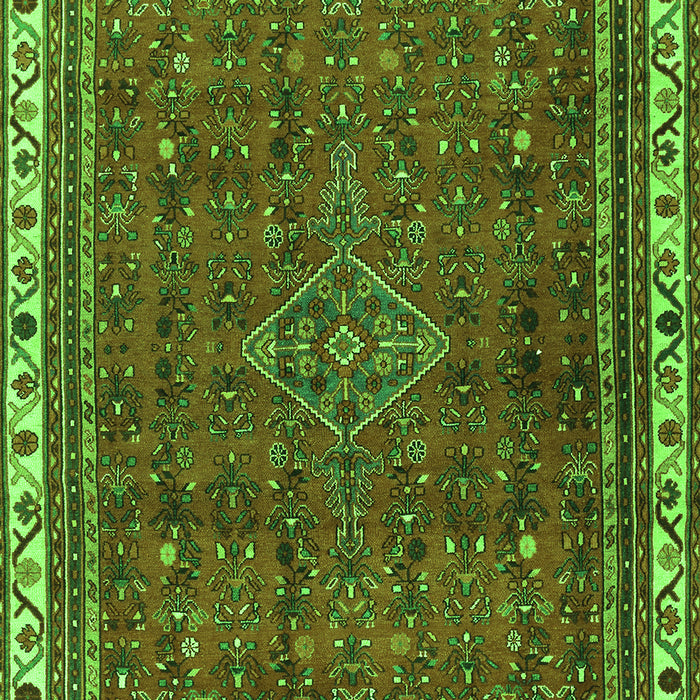 Serging Thickness of Machine Washable Persian Green Traditional Area Rugs, wshtr2620grn