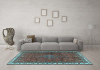 Machine Washable Persian Light Blue Traditional Rug, wshtr2620lblu