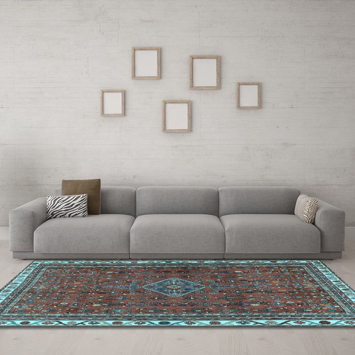 Machine Washable Persian Light Blue Traditional Rug in a Living Room, wshtr2620lblu