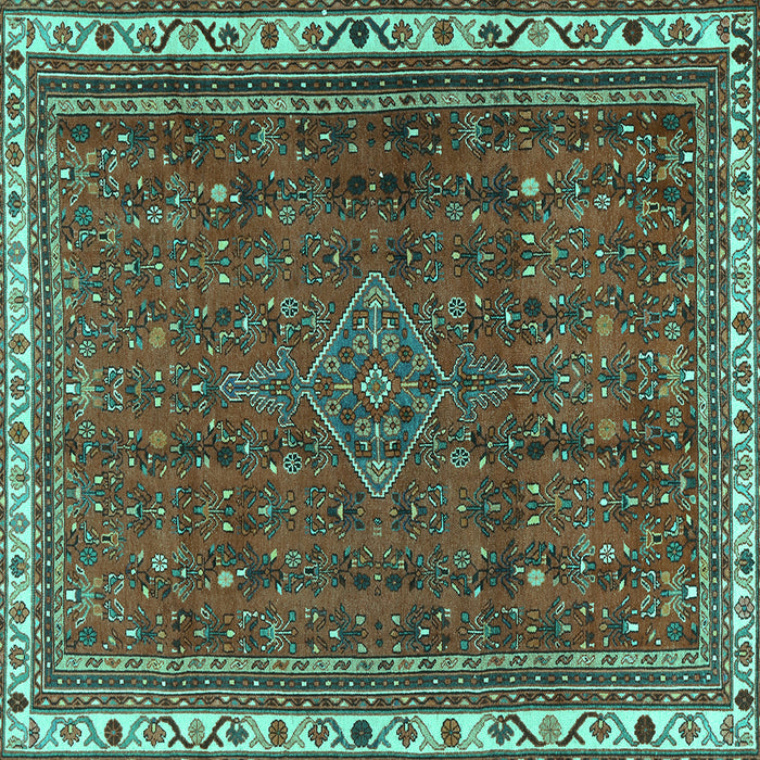Square Persian Turquoise Traditional Rug, tr2620turq