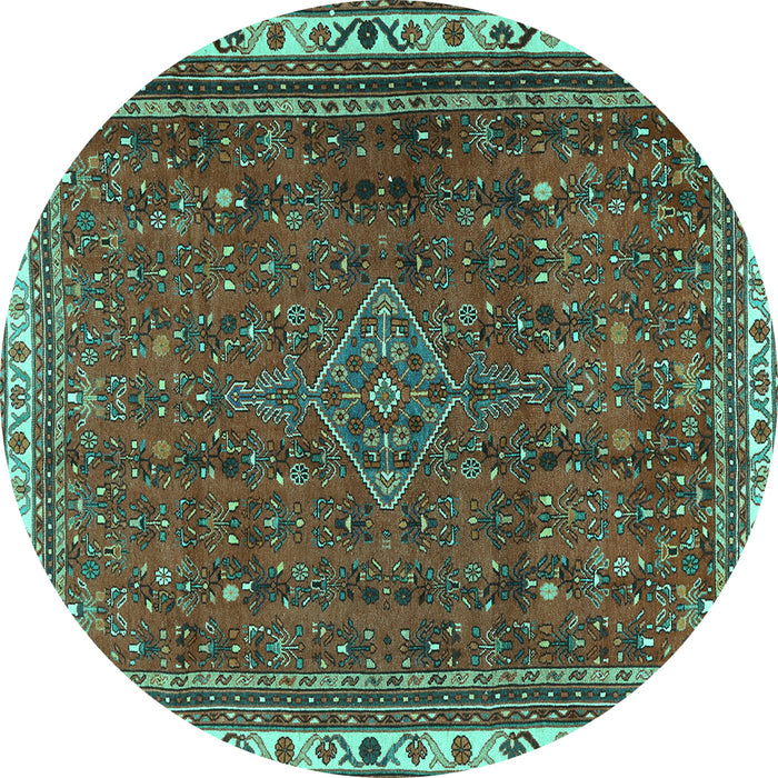 Round Persian Turquoise Traditional Rug, tr2620turq