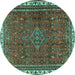 Round Persian Turquoise Traditional Rug, tr2620turq