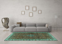 Machine Washable Persian Turquoise Traditional Rug, wshtr2620turq