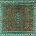 Square Machine Washable Persian Turquoise Traditional Area Rugs, wshtr2620turq