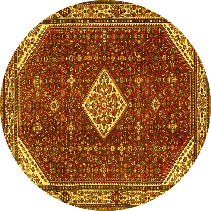 Round Medallion Yellow Traditional Rug, tr2621yw