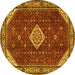 Round Medallion Yellow Traditional Rug, tr2621yw