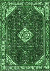 Medallion Emerald Green Traditional Rug, tr2621emgrn