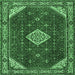 Square Medallion Emerald Green Traditional Rug, tr2621emgrn