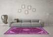 Machine Washable Medallion Purple Traditional Area Rugs in a Living Room, wshtr2621pur