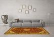 Machine Washable Medallion Yellow Traditional Rug in a Living Room, wshtr2621yw