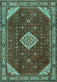 Medallion Turquoise Traditional Rug, tr2621turq