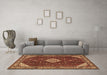 Machine Washable Medallion Brown Traditional Rug in a Living Room,, wshtr2621brn