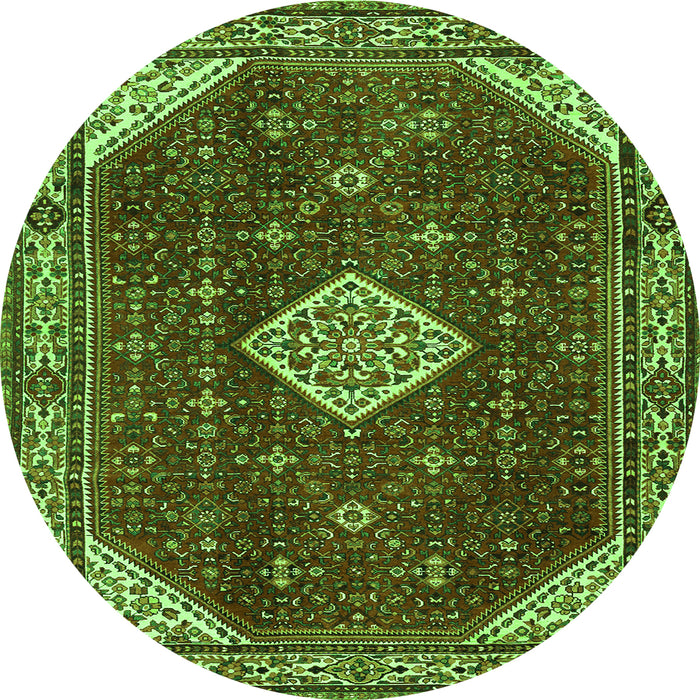 Square Medallion Green Traditional Rug, tr2621grn