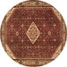 Round Medallion Brown Traditional Rug, tr2621brn