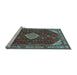 Sideview of Machine Washable Medallion Light Blue Traditional Rug, wshtr2621lblu