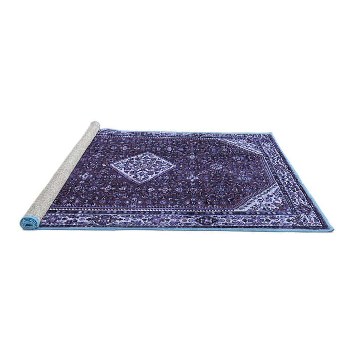 Sideview of Machine Washable Medallion Blue Traditional Rug, wshtr2621blu