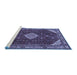 Sideview of Machine Washable Medallion Blue Traditional Rug, wshtr2621blu