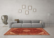 Machine Washable Medallion Orange Traditional Area Rugs in a Living Room, wshtr2621org