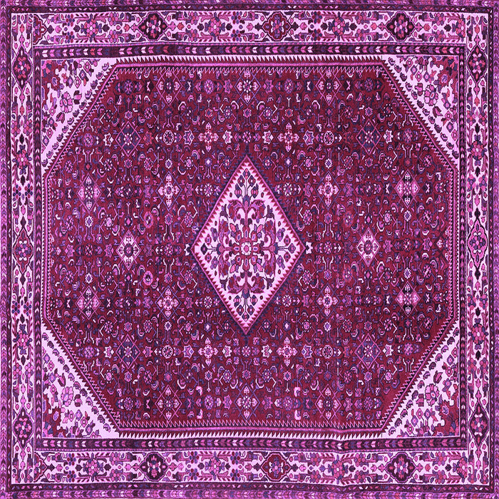 Square Machine Washable Medallion Purple Traditional Area Rugs, wshtr2621pur