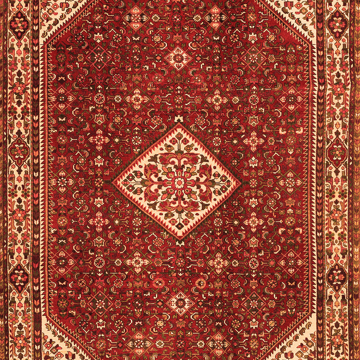 Serging Thickness of Machine Washable Medallion Orange Traditional Area Rugs, wshtr2621org