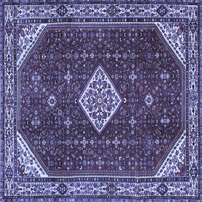 Square Machine Washable Medallion Blue Traditional Rug, wshtr2621blu