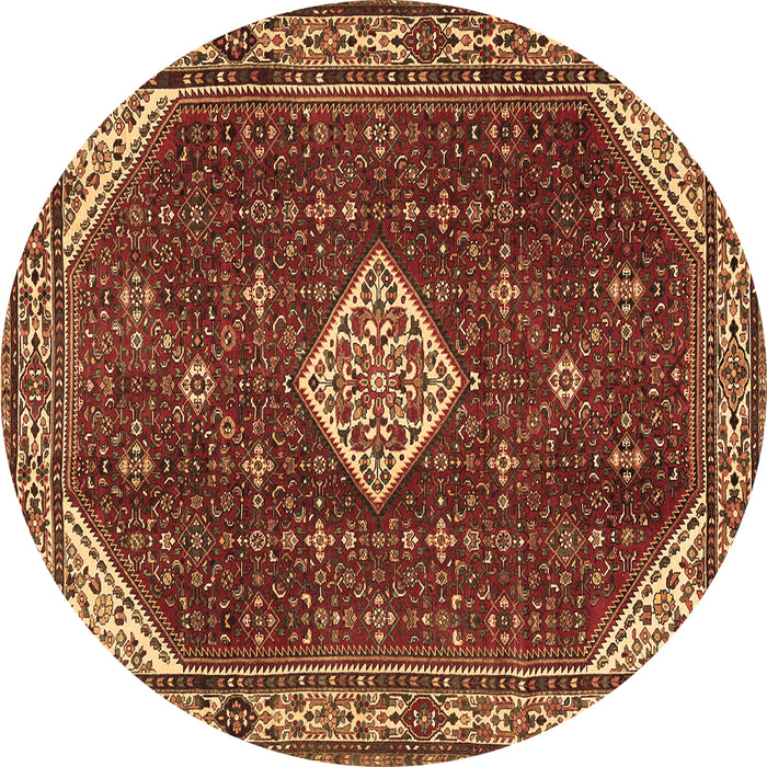 Round Machine Washable Medallion Brown Traditional Rug, wshtr2621brn