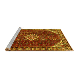 Sideview of Machine Washable Medallion Yellow Traditional Rug, wshtr2621yw