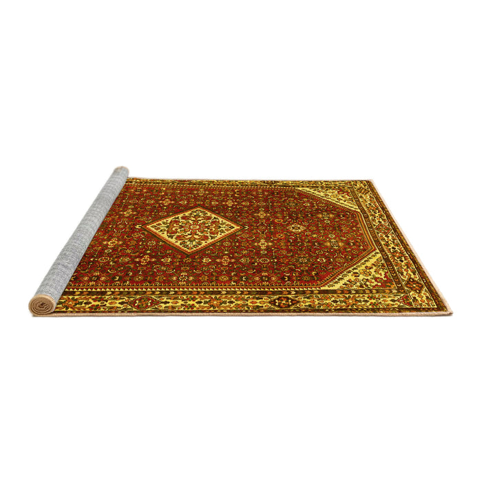 Sideview of Machine Washable Medallion Yellow Traditional Rug, wshtr2621yw