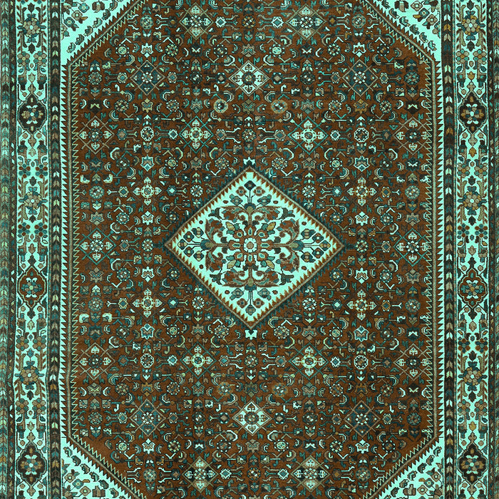 Machine Washable Medallion Turquoise Traditional Area Rugs, wshtr2621turq