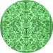 Round Persian Emerald Green Traditional Rug, tr2622emgrn