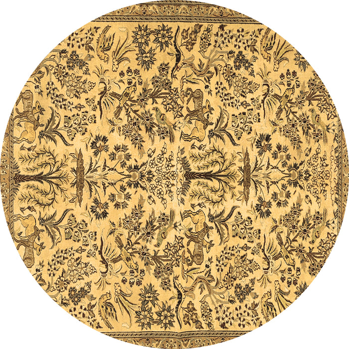 Round Machine Washable Persian Brown Traditional Rug, wshtr2622brn
