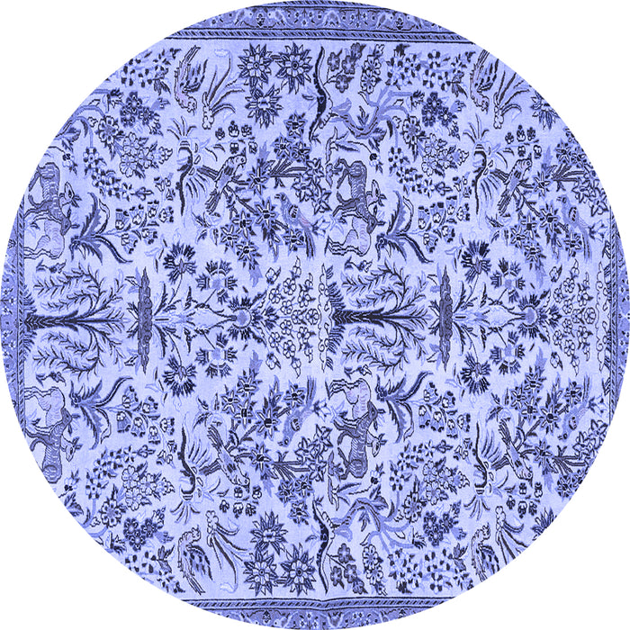 Round Machine Washable Persian Blue Traditional Rug, wshtr2622blu