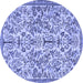 Round Machine Washable Persian Blue Traditional Rug, wshtr2622blu