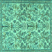 Square Machine Washable Persian Turquoise Traditional Area Rugs, wshtr2622turq