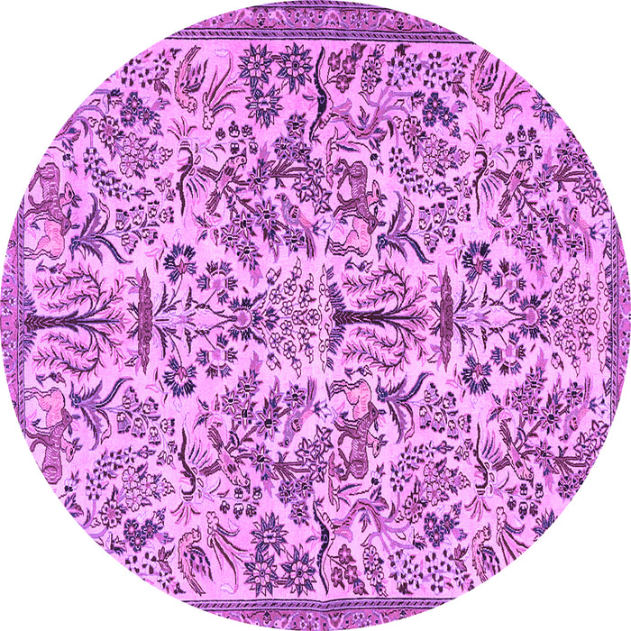 Round Machine Washable Persian Purple Traditional Area Rugs, wshtr2622pur