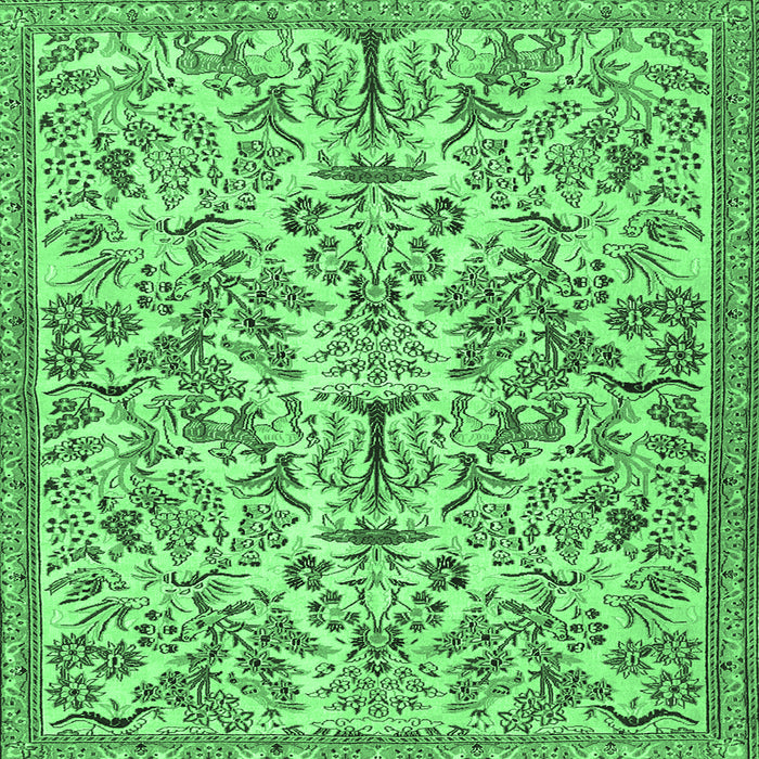 Square Machine Washable Persian Emerald Green Traditional Area Rugs, wshtr2622emgrn