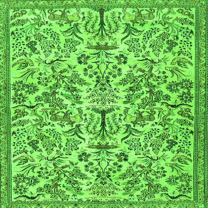 Round Machine Washable Persian Green Traditional Area Rugs, wshtr2622grn