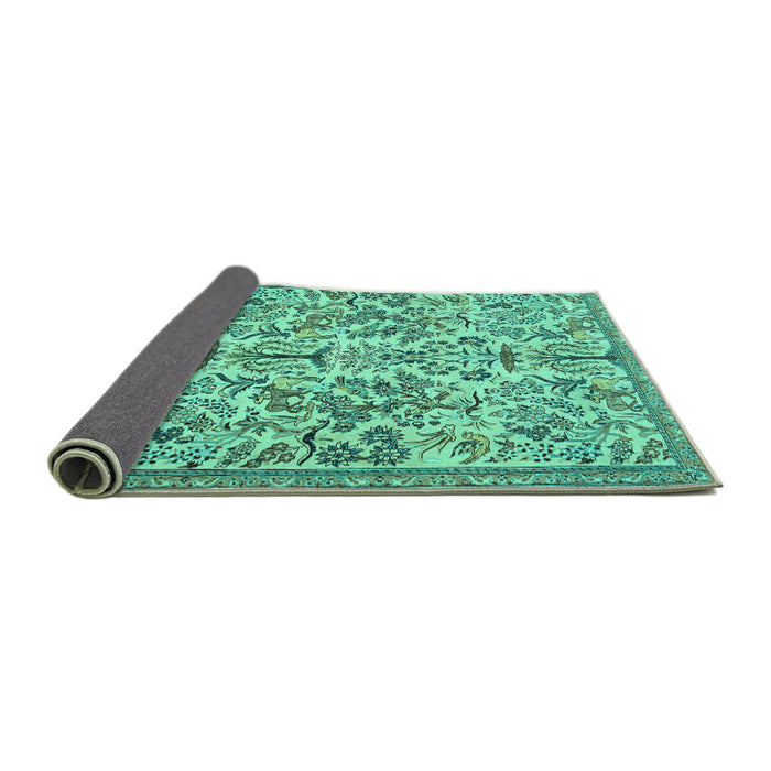 Sideview of Persian Turquoise Traditional Rug, tr2622turq