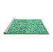 Sideview of Machine Washable Persian Turquoise Traditional Area Rugs, wshtr2622turq