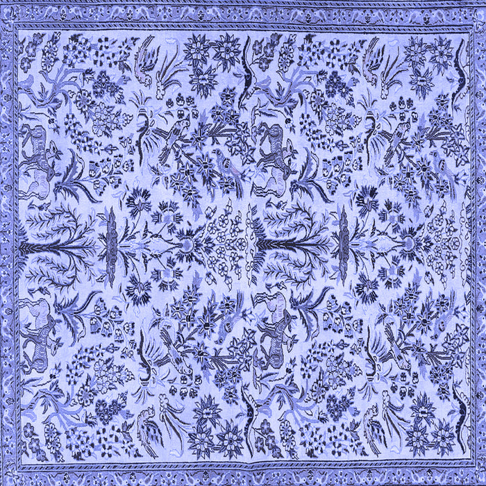 Square Machine Washable Persian Blue Traditional Rug, wshtr2622blu