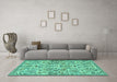 Machine Washable Persian Turquoise Traditional Area Rugs in a Living Room,, wshtr2622turq