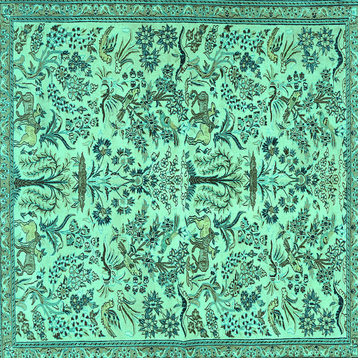 Square Persian Turquoise Traditional Rug, tr2622turq