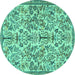 Round Machine Washable Persian Turquoise Traditional Area Rugs, wshtr2622turq