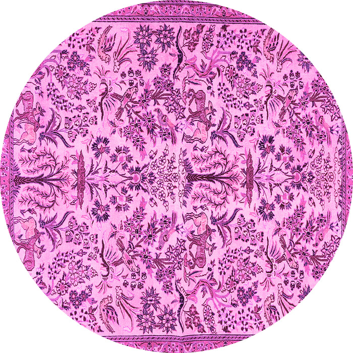 Round Persian Pink Traditional Rug, tr2622pnk